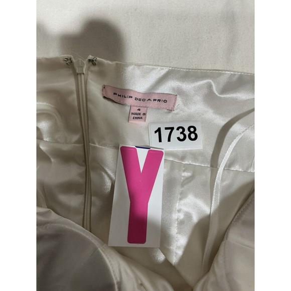 Womans Philip DeCaprio White With Gold Stripe Halter Fit N Flare Midi Dress 4 - Picture 3 of 9